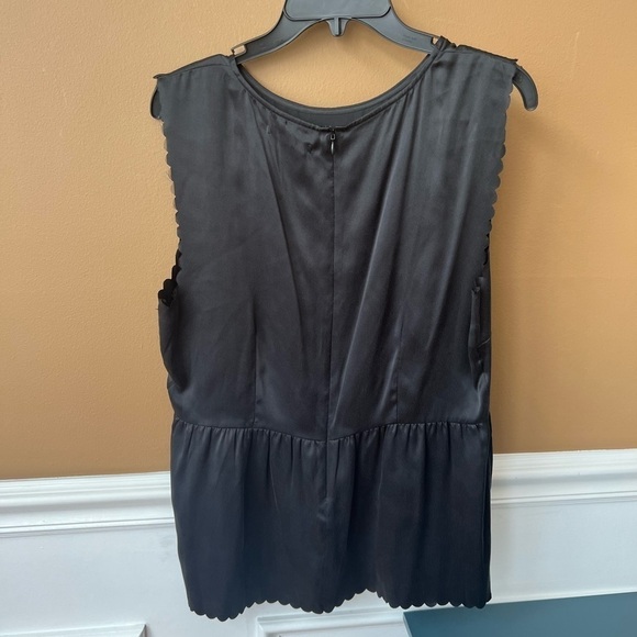 Madewell Blaco Silk Scalloped Edge Sleeveless Tank Blouse Size Large Peplum - Picture 5 of 6